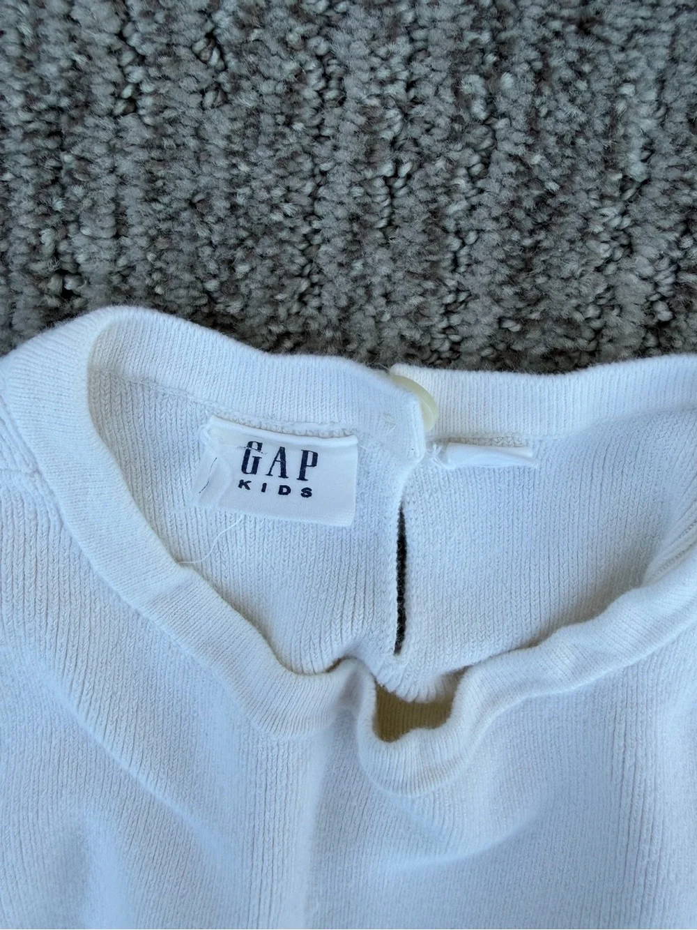 Gap Kids Girls White Ribbed Knit Dress Long Sleeve Size XS (4-5) Casual Cute